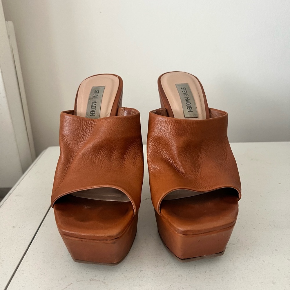 Steve Madden Leather Wedge Mules - Picture 3 of 5